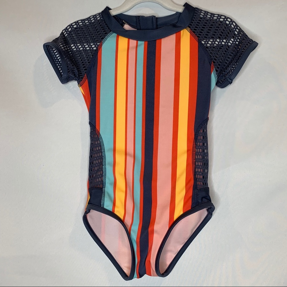 Art Class Girls 1 Piece Swim Suit Stripes